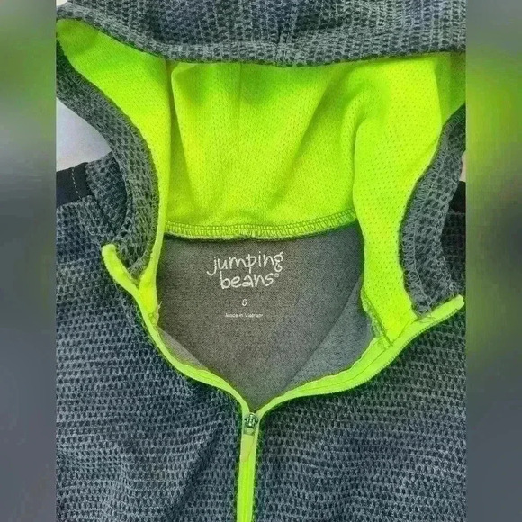 Jumping Beans Boys Toddler Gray Neon Yellow Sweater Jacket Athletic Size 5 - Picture 4 of 5